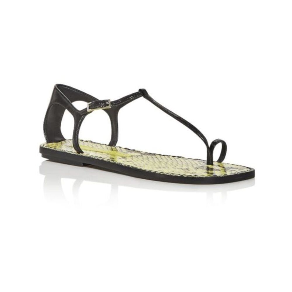 SIGERSON MORRISON Womens Black Snake Nelson Square Toe Leather Sandals 40